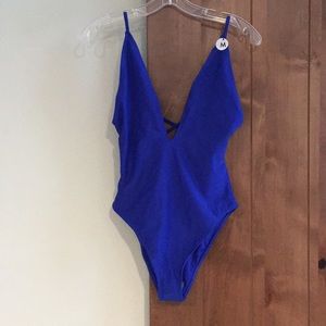 NWT Royal Blue Deep Cut One Piece